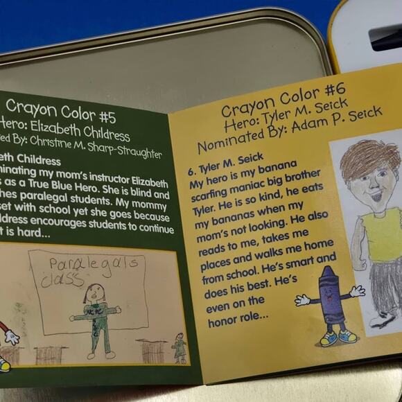 Crayola Crayons Vintage Tin Honors True Blue Heroes Limited Ed 9 Special Crayons - Picture 9 of 11